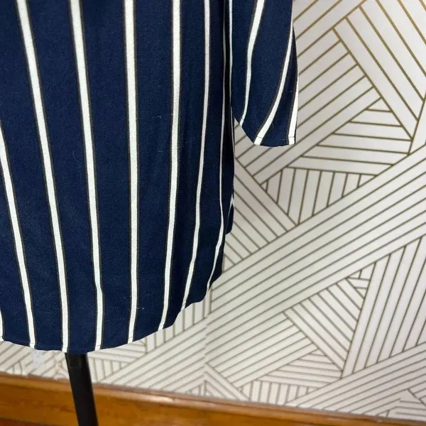 Reformation Zircon Wrap Mini Dress Navy Blue Capone Stripes Size‎ US 0 - Image 7