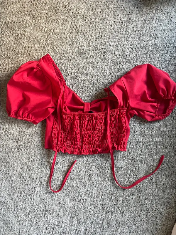 Red Puff Sleeve Top - Image 4
