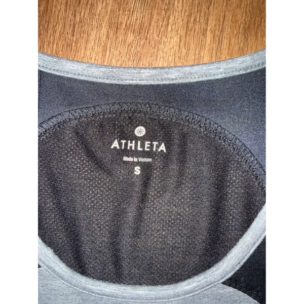 Athleta Womens Colorblock‎ Mesh Back Mini Dress Grey Black Sleeveless Small - Image 2