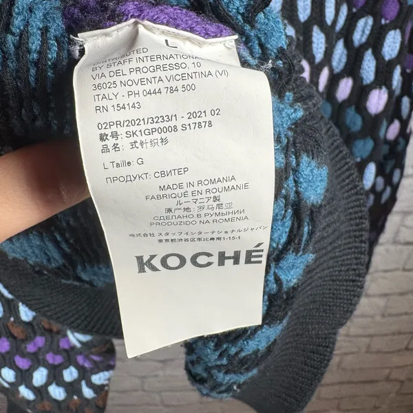 Koche Cropped Polka Dot Sweater Womens size large FLAWED‎ Black - Image 4