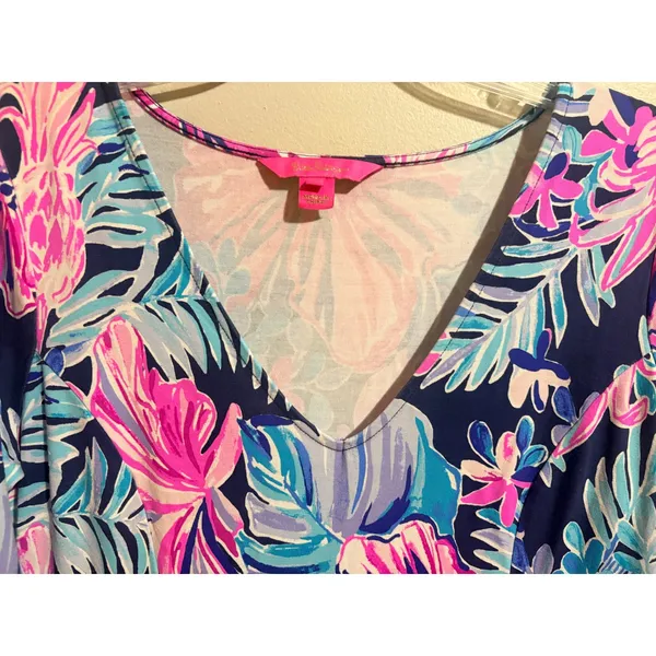 Lilly Pulitzer Raina‎ Dress Garden Getaway Large Excellent Tiered Bell Sleeve - Image 5