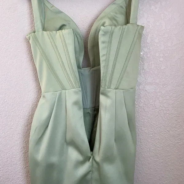 HOUSE OF CB FAYE PISTACHIO SATIN CORSET MIDI DRESS NWOT size‎ XS - Image 13