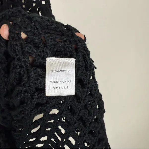 Revolve Superdown Black Crochet Midi Skirt Fringe - Image 9