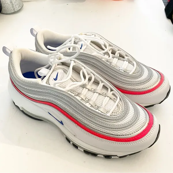 Nike Air Max 97 Size 7.5 Essential Sneakers‎ White Multi Color Low Top - Image 3