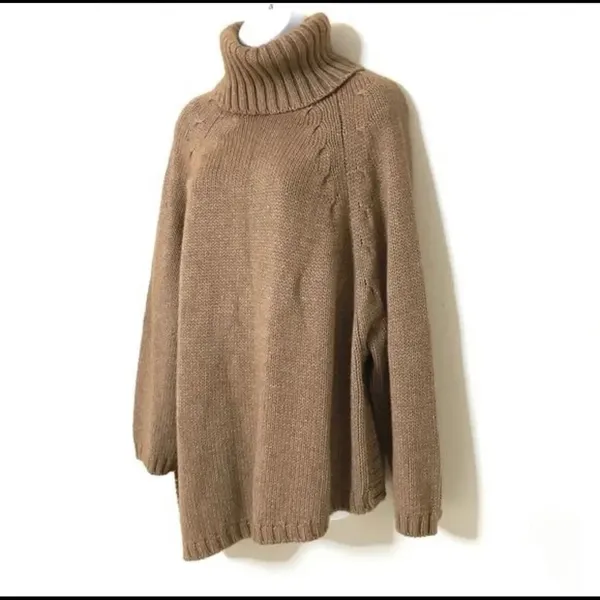 Escada cashmere/silk tan turtleneck sweater - Image 3