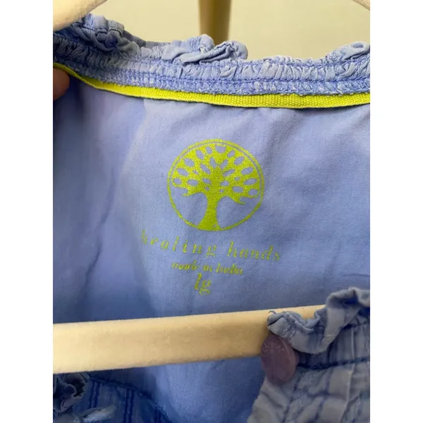 Healing Hands Cotton Tunic Top Light Blue Pockets Cottagecore Nursecore‎ Summer - Image 4