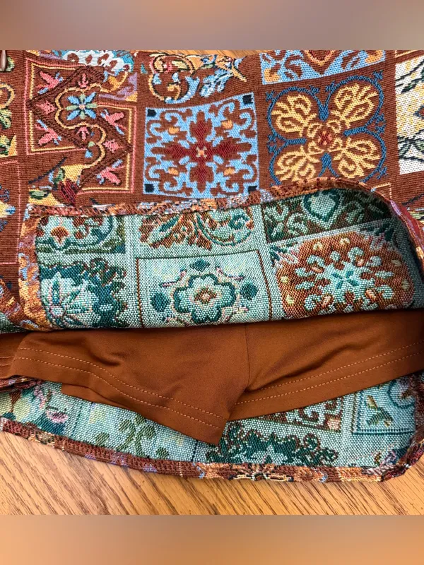 Cider Jacquard Low Rise Tapestry Split Mini Skort - Image 4