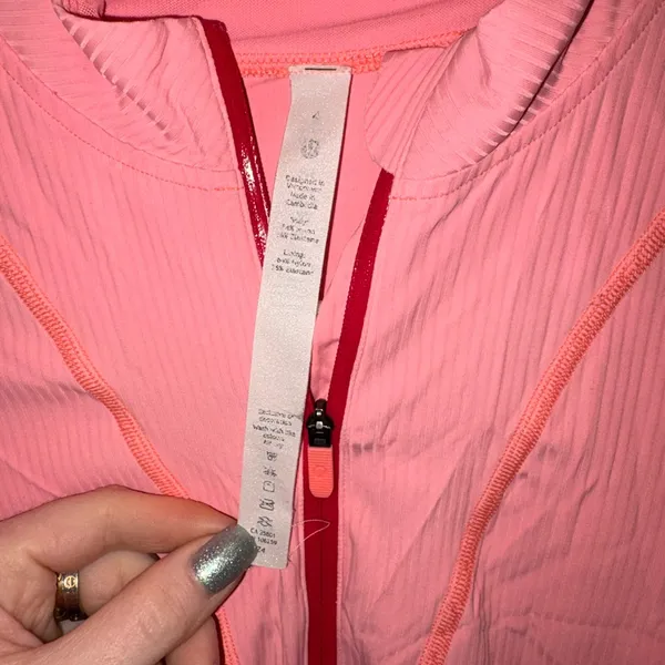 Lululemon Athletica Pink and Red Zip Pullover - Image 3