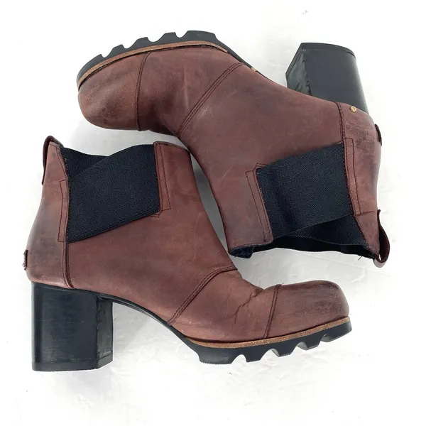 Sorel Addington Chelsea Boots Womens 10.5 Brown Waterproof Leather Heeled - Image 7