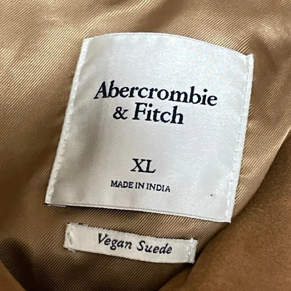 Abercrombie & Fitch Brown Vegan Faux Suede Long Sleeves Crop Coat Jacket Size XL - Image 4
