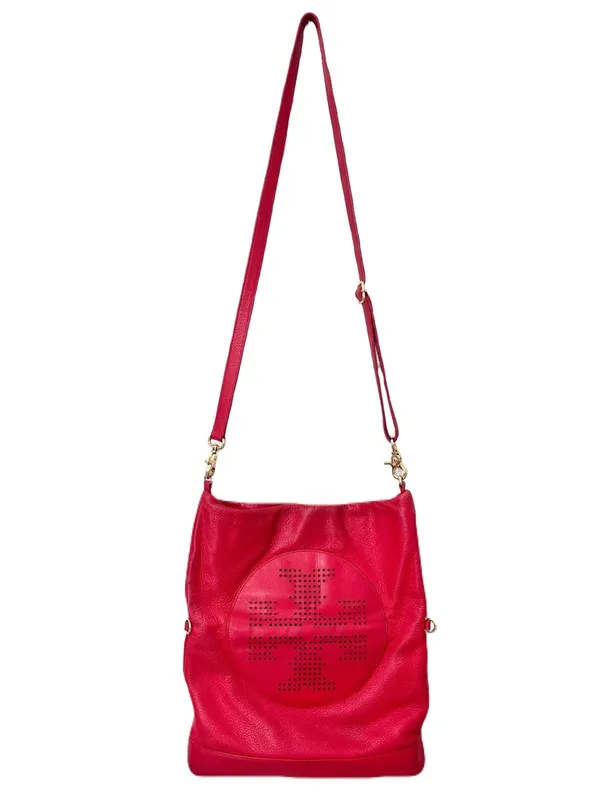 Tory Burch Red Leather ‘Kipp Foldover’ Convertible Messenger Crossbody Clutch - Image 4