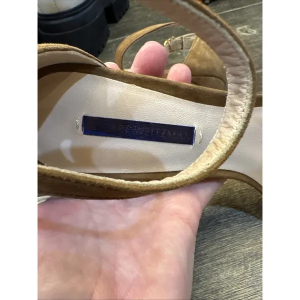 STUART WEITZMAN Taupe Nudistsong Suede 105 Strappy Sandals 9.5 heels brown - Image 13