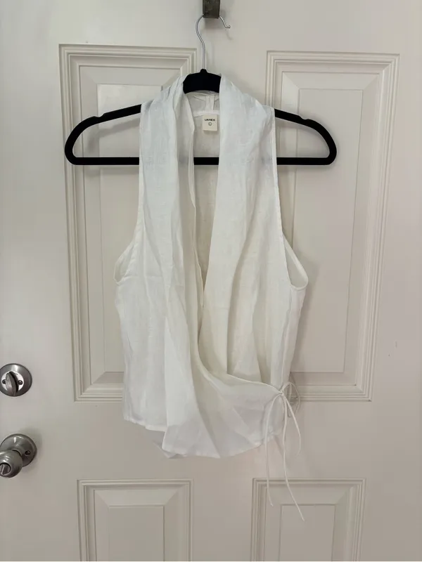 Lintico 100% Linen Halter Neck Tie-Front Crop Top Faye - Image 2
