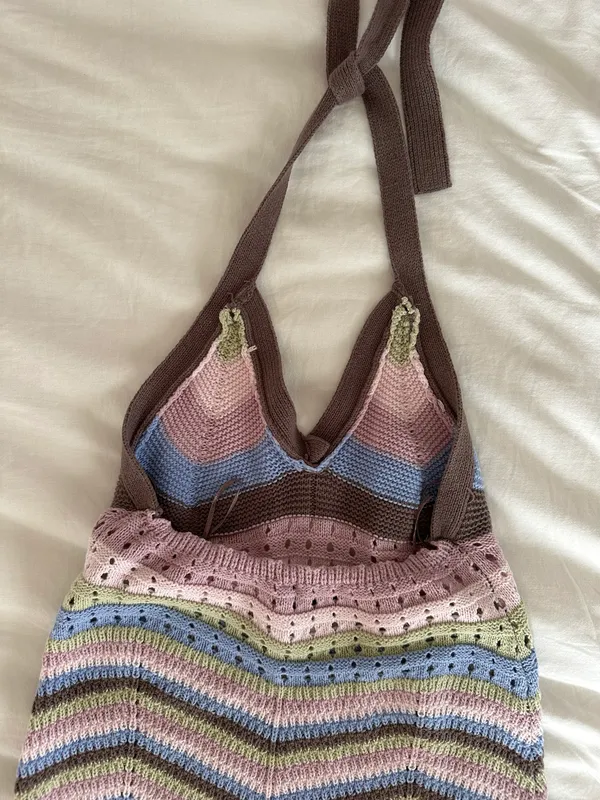Crochet Halter Mini Dress - Image 4