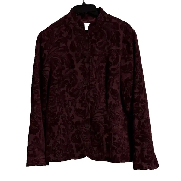 Coldwater Creek Jacket Maroon‎ Red Women Tapestry Button Up Long Sleeve SZ M - Image 2