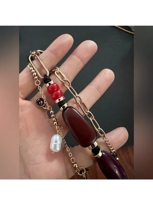 Free people Gold and Black Beaded Keychain - Image 7