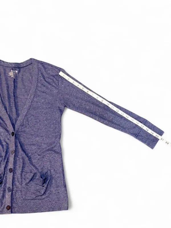 Old Navy Heathered Blue Oversized V-Neck Button Down Cardigan Sz XS - Image 5