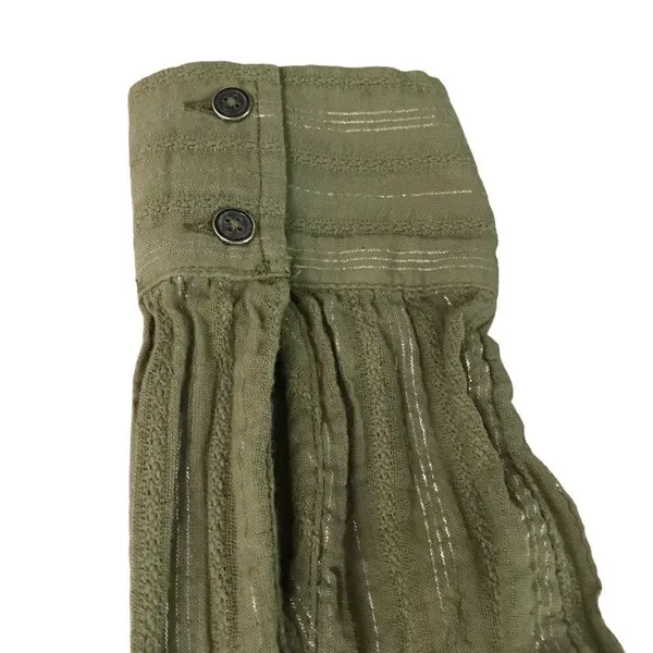 Anthropologie pin tuck moss green & metallic shirt dress S‎ - Image 7