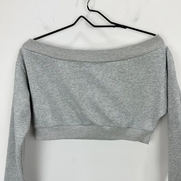 Majorelle Martine Sweater Sweatshirt Cropped Off Shoulder Balletcore Gray Small - Image 11