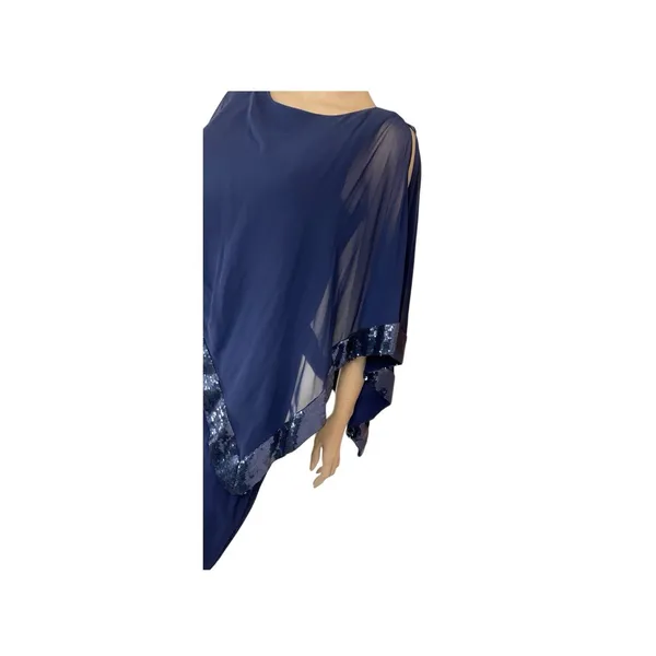 Scarlett Navy Blue Beaded Cape dress Formal Mother‎ Of The Bride Size 8 - Image 5