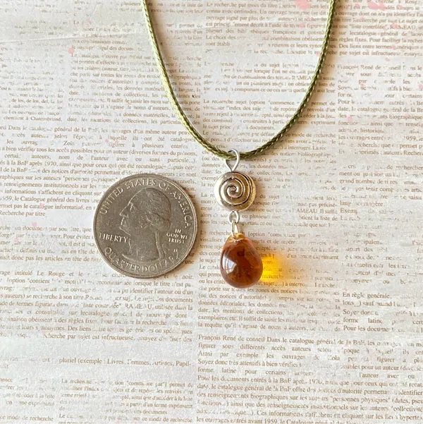 Handmade spiral swirl uzumaki & Czech glass teardrop bead funky boho fairy style necklace🌀 - Image 8