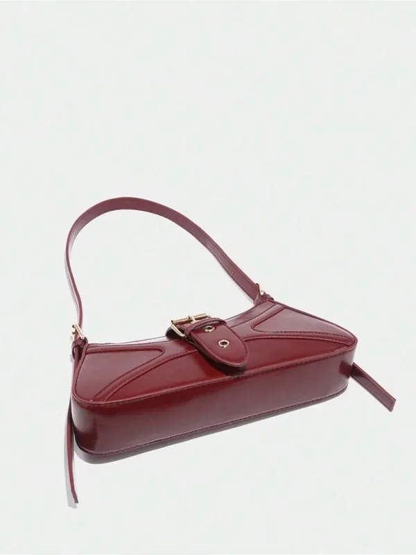 SHEIN Burgundy Mini Shoulder Bag with Buckle Strap - Image 3