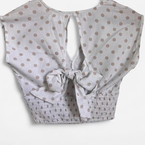 Retro Polka Dot Festival Dream Cropped Ruffle Blouse - Image 2