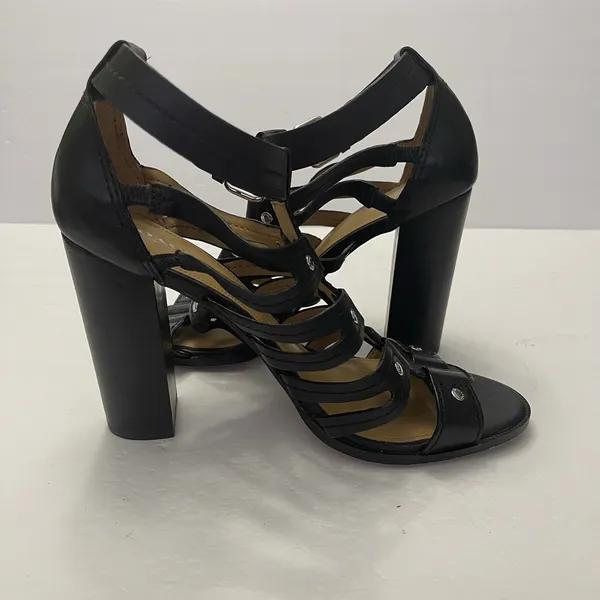 Coach Ginny‎ Gladiator Black Leather Heels Sandals Womens 9.5 B Strappy Studded - Image 7