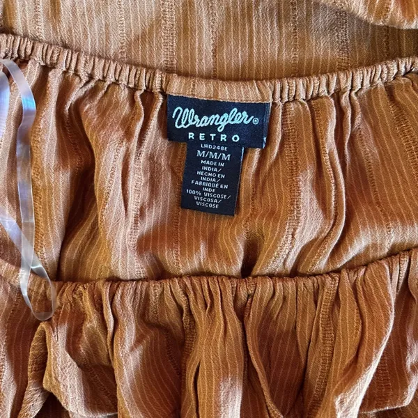 Wrangler Retro Womens Rust Orange Ruffle Tiered Dress LWD248E Size M NWT - Image 3