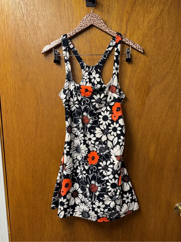 Free People FP Movement Never Better Floral Print Mini Dress Black White Large - Image 16