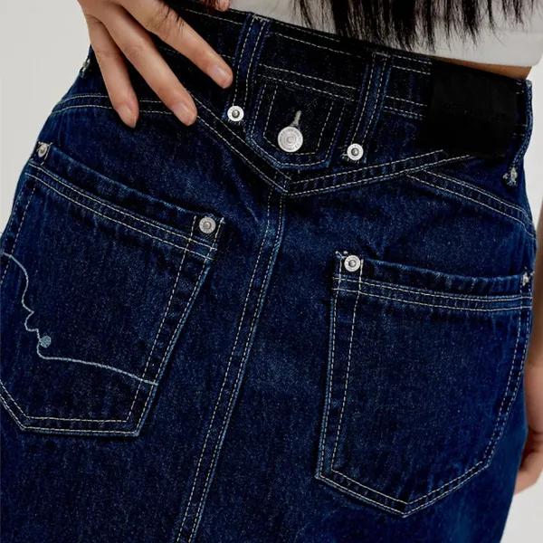 NWT Free People Suzy Denim Midi Skirt in Deep Blue Crush - Image 3
