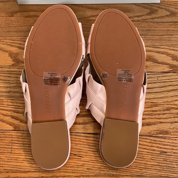 Sole Society Mandi Ruffled Leather Slide‎ Sandals Spring Blush Pink 7M 37.5 - Image 8
