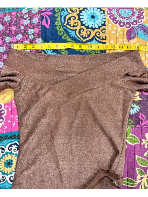 Metallic Rose Gold Off-Shoulder Long Sleeve Top Medium - Image 5