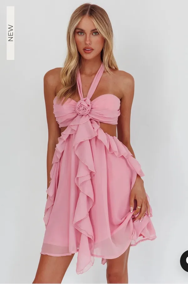 Selfie Leslie Santiago Cut-Out Ruffle Dress Blush - Image 2