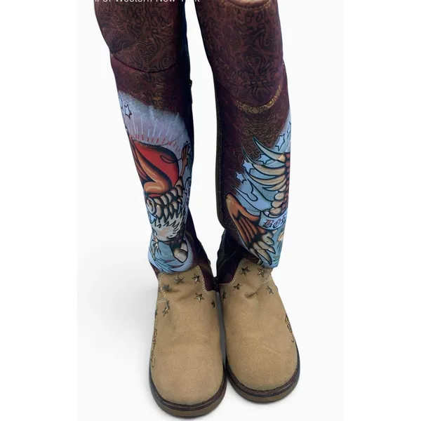 Vintage Y2K Ed Hardy Born Free Eagle Boots Womens 7 Suede Fur Lined Tattoo - Image 4
