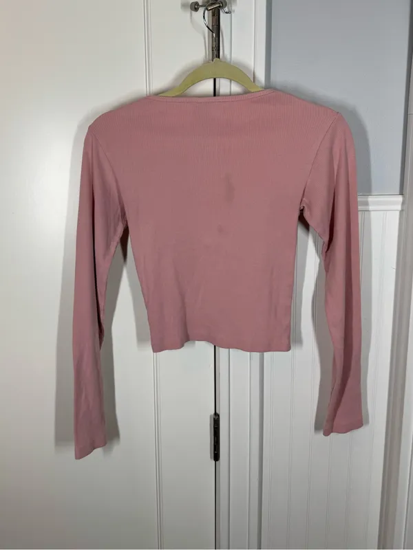 Lucy & Yak Women's Pink Ribbed Long-Sleeve Crewneck Top - Image 4