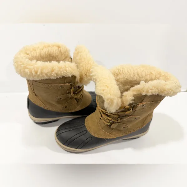 PAWZ Shearling Lined Duck Boots Tan & Black Winter Snow Boots Women’s 6 - Image 7
