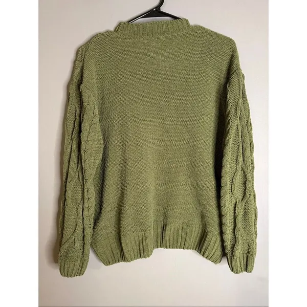 Time and Tru Women's Mixed Stitch Crewneck Green Sweater Size Small - Image 3
