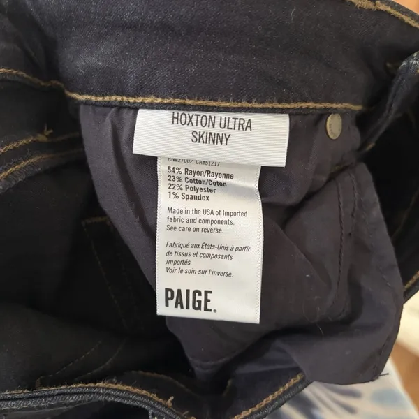 PAIGE Hoxton Ultra Skinny Jeans Vista Denim Women's 29 Dark Blue Wash High Rise - Image 6