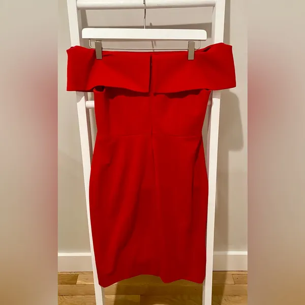 Calvin Klein Red Off-Shoulder Dress – Size 6P - Image 6