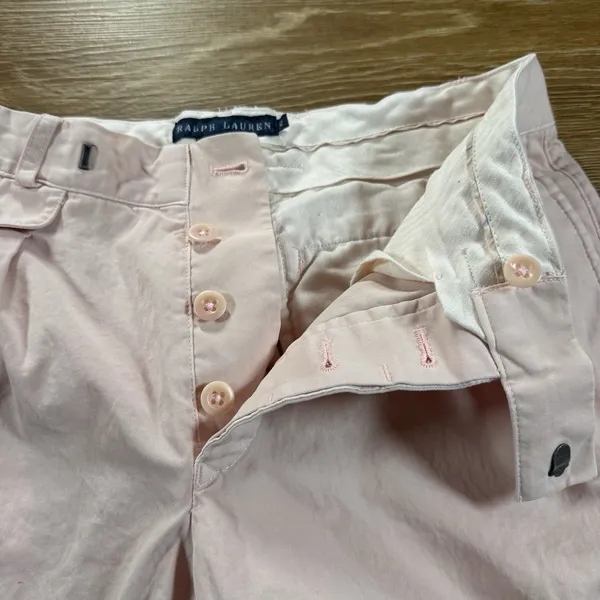 Ralph Lauren Women's Pink Chino Pants Size 2 Cotton Straight Leg Button Fly - Image 3