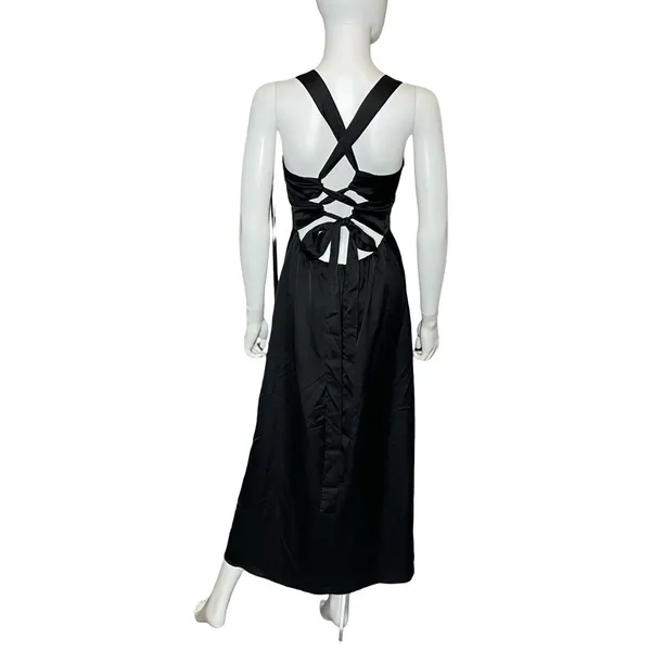 Show Me Your MuMu Mina Midi Dress Black Luxe Satin Women’s Sz S - Image 6
