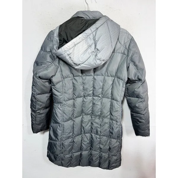 Eddie Bauer Puffer Down Parka Hooded Quilted Jacket Women's PM Medium Steel Gray - Image 2