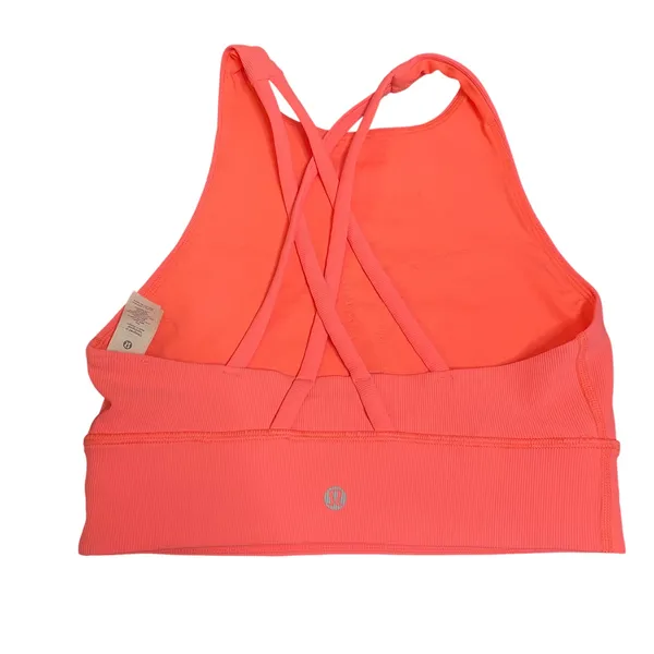 Lululemon Energy High Neck Longline Sports Bra Sunset Coral Pink 4 No Padding - Image 2