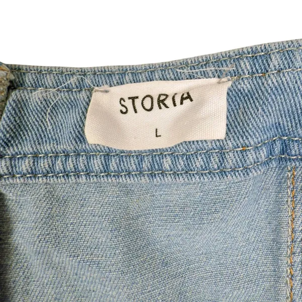 Storia Back At It Denim Braided Strap Belted Mini Dress Pockets - Image 6