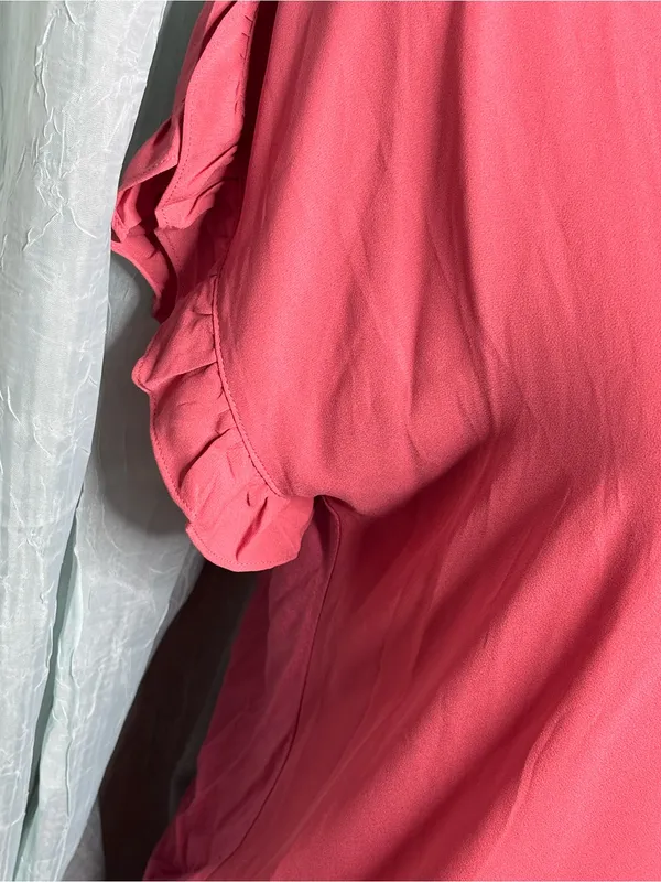 LOFT Pink Ruffle Sleeve Scoop Neck Blouse - Image 2