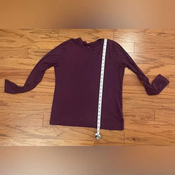 a new day- Burgundy Long Sleeve Blouse Size L - Image 8