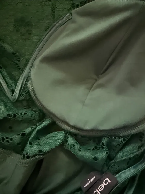 bebe Dark Green Lace Maxi Slip Dress - Image 14