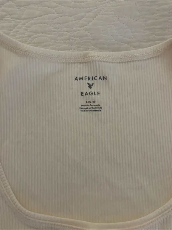 American Eagle Outfitters Cream Ribbed Scoop Neck Tank - Image 2