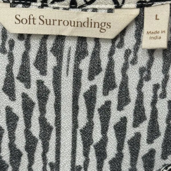 Soft Surroundings Raven Dress Womens Large Black‎ White Abstract Rayon Boho - Image 6